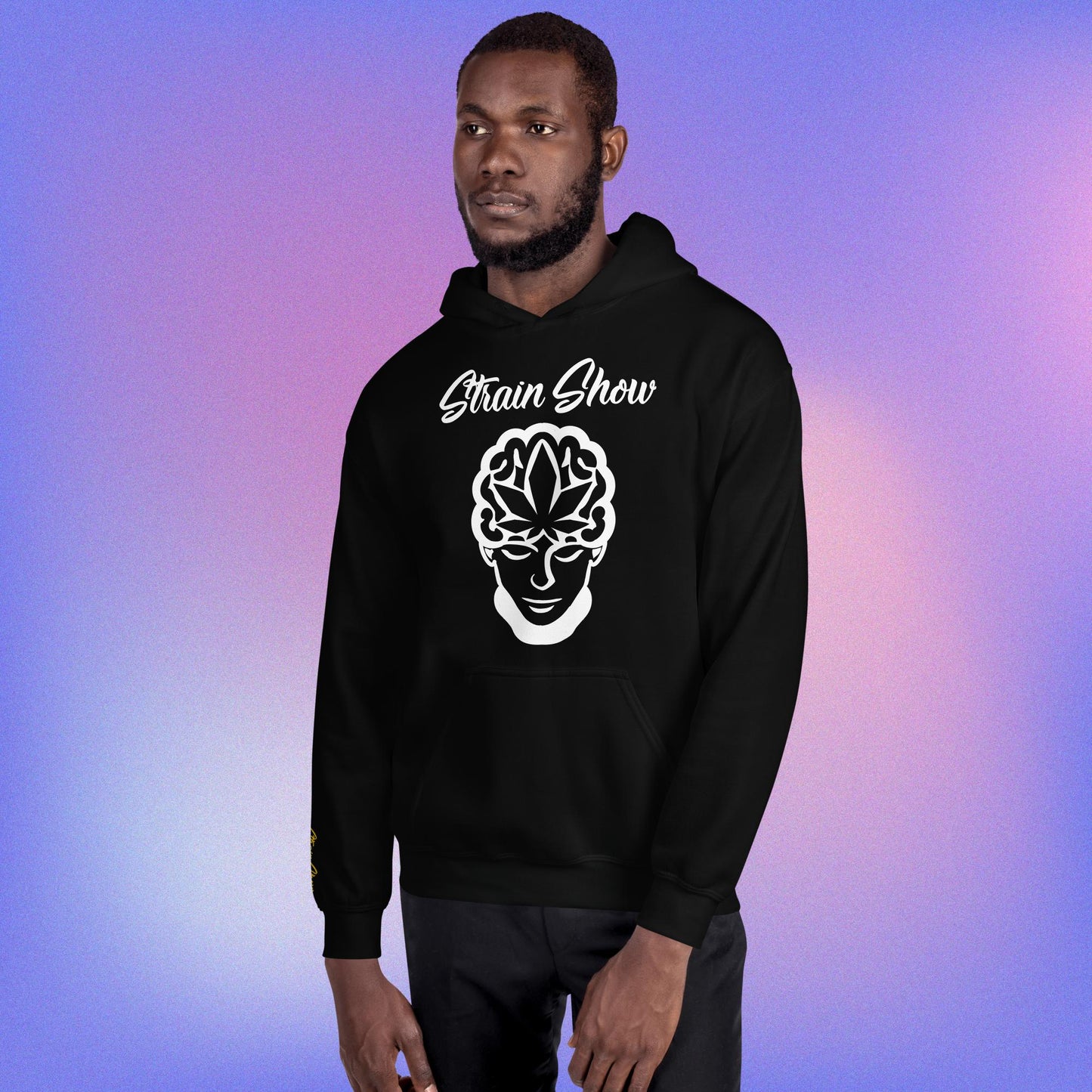 Strain Brain Embroidered Sleeve Hoodie (in BLACK)