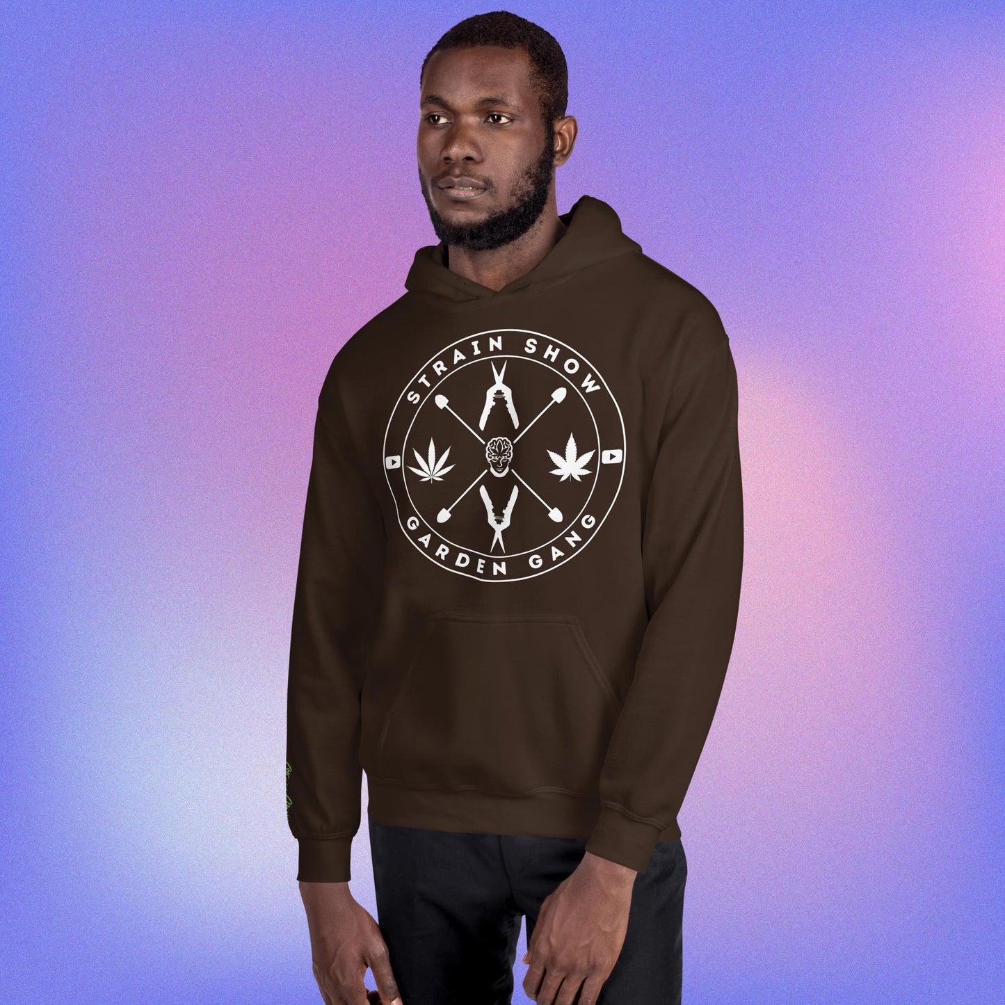 Garden Gang Embroidered Sleeve Hoodie (dark)