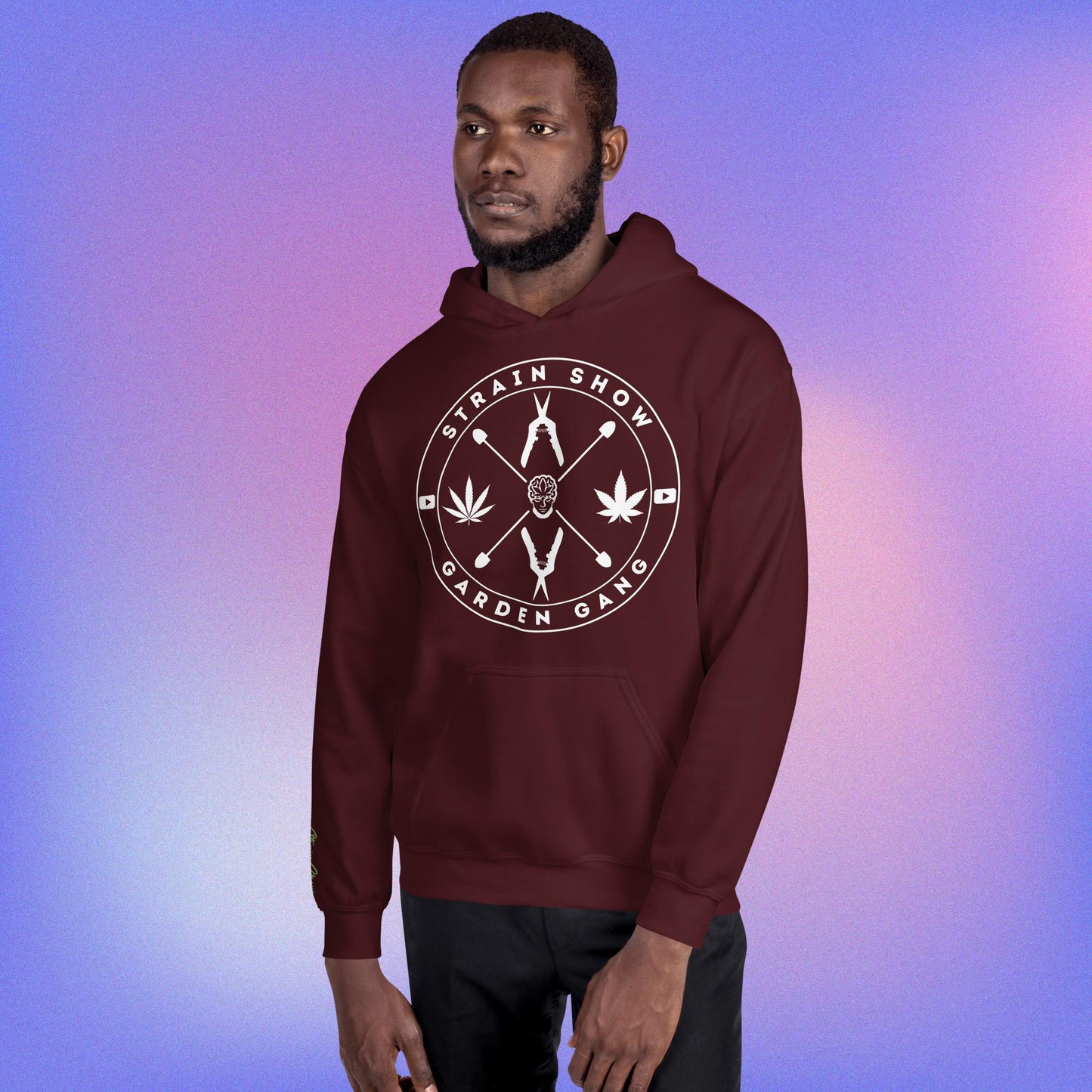 Garden Gang Embroidered Sleeve Hoodie (dark)