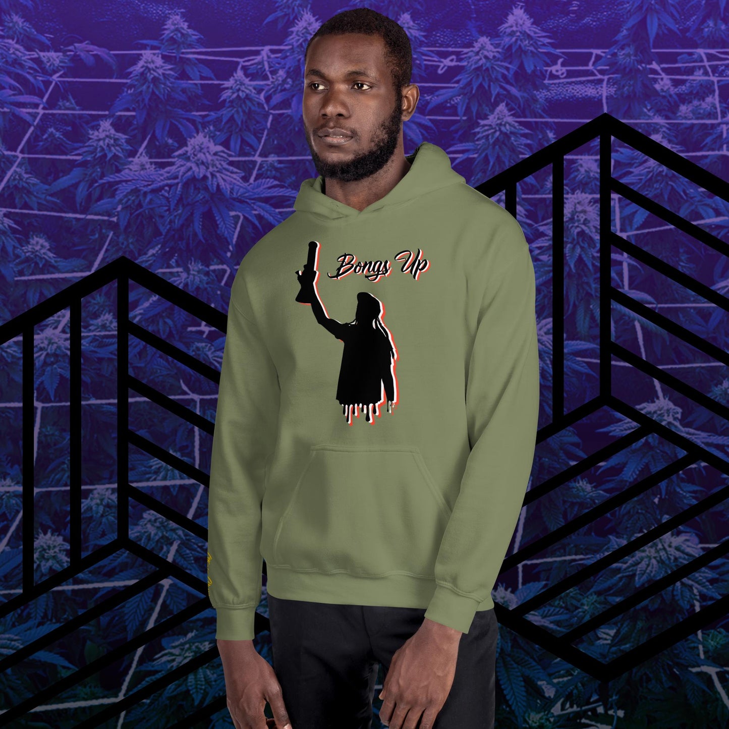 Bongs Up Embroidered Sleeve Hoodie