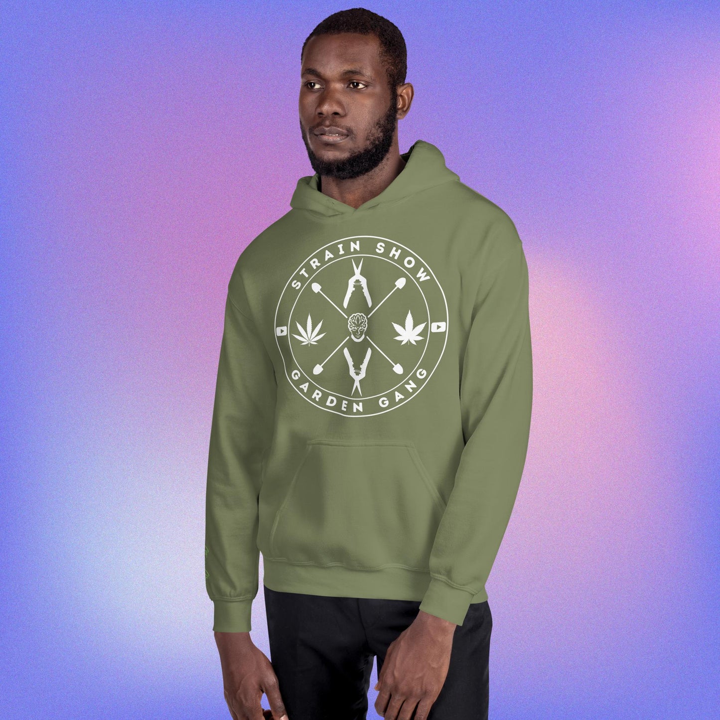 Garden Gang Embroidered Sleeve Hoodie (dark)