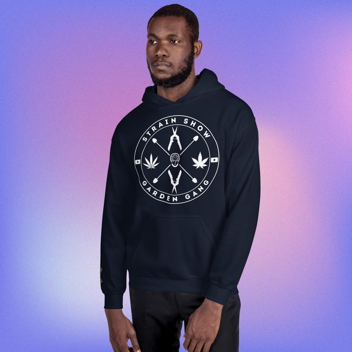 Garden Gang Embroidered Sleeve Hoodie (dark)
