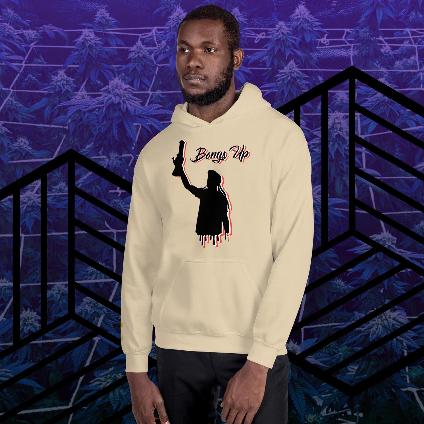 Bongs Up Embroidered Sleeve Hoodie
